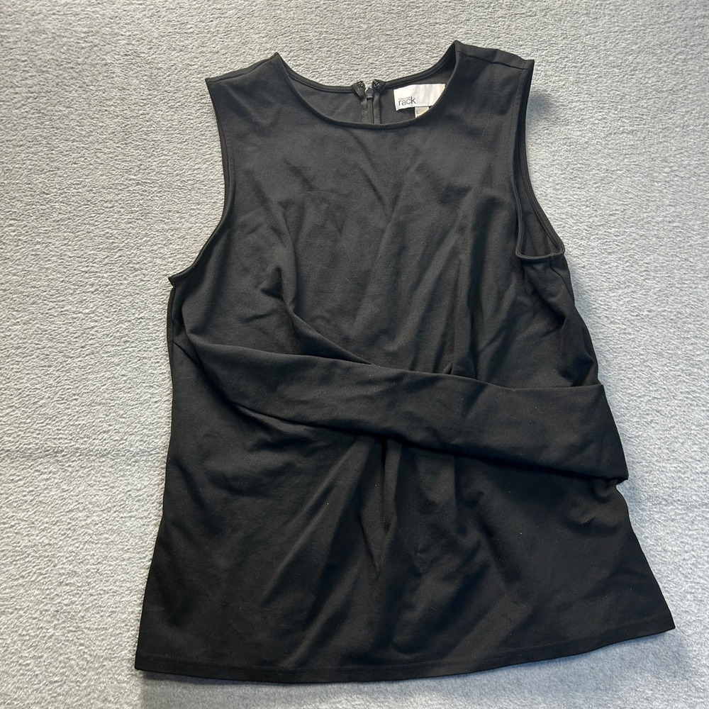 Nordstrom Rack Sleeveless Twist Top Womens Large Black Front Minimalist Blouse